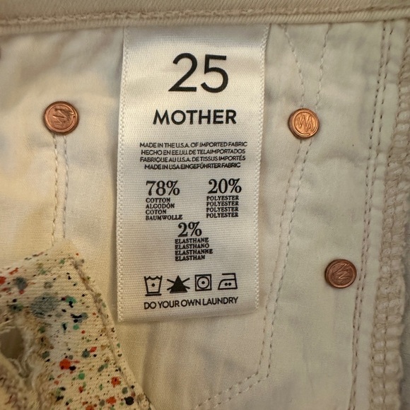 MOTHER “The Vamp” Splatter Jeans Speckled Cream Women's Pants | Size 25 - Picture 13 of 14